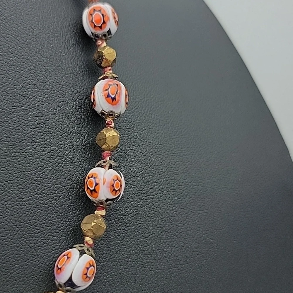 Murano Moretti Millefiori Venetian Glass Bead Necklace 15